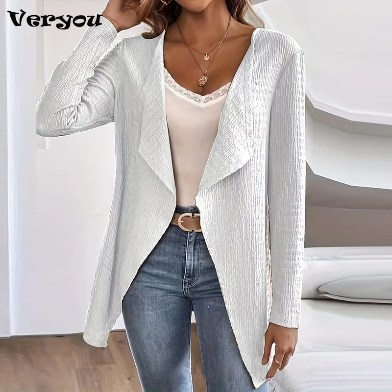 Autumn Cardigan Women Casual Coat Turn Down Collar Long Sleeve Jakcets For Women Elegant Outwear Tops