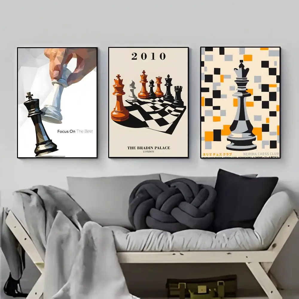 Vintage International Chess Poster Elegant Indoor Artwork Design & Contemporary Home Decor