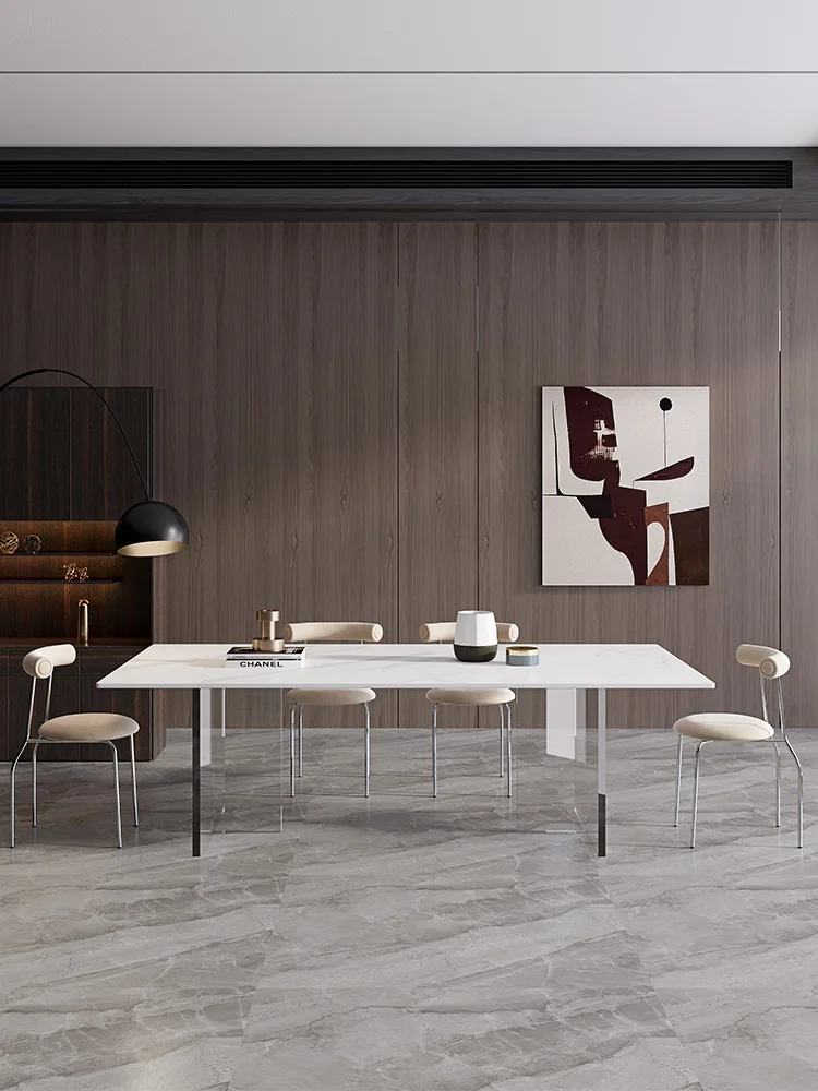 The product can be customized. Suspended slate dining table and chair combination modern simple small household