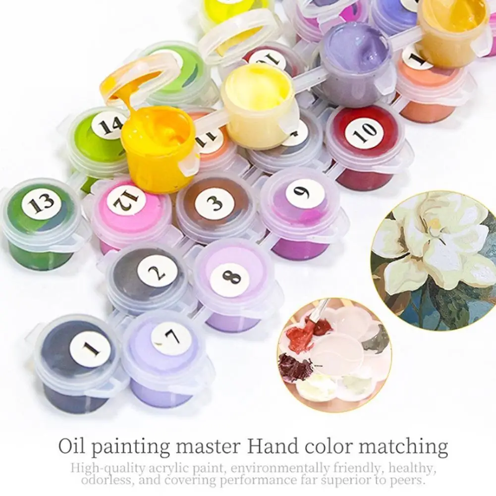 DIY Paint by Numbers Kit for Adults Kids, 6 Styles Landscape Oil Painting Set with Mini Easel Brushes, Number Painting Art Craft