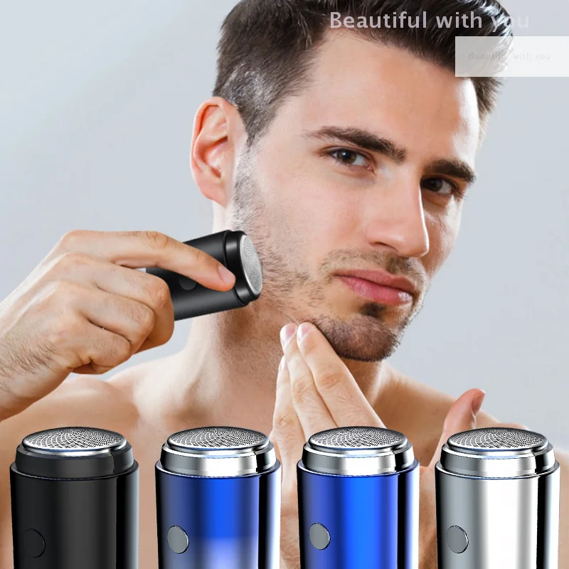 Mini Men Electric Shaver Vehicle Business Trips Beard Trimmer USB Rechargeable Shaver TypeC Charging Facial Cleaning Tool