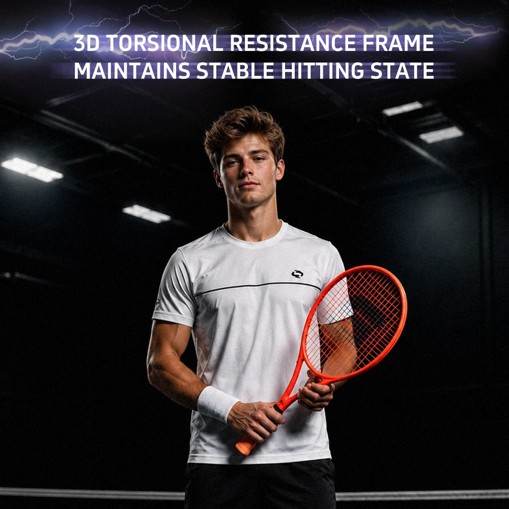New LITE NEON Carbon Tennis Racket Pro 285g Light 102in2 Sweet Spot 16x19 50-60lbs Aero Anti Torsion Neon Orange Bag Overgrip