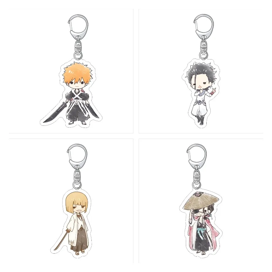 Japan Cartoon BLEACH Anime Figures Kurosaki Ichigo Shinji Hirako Aizen Sousuke Cosplay Q Version Acrylic Keychains Xmas Gift