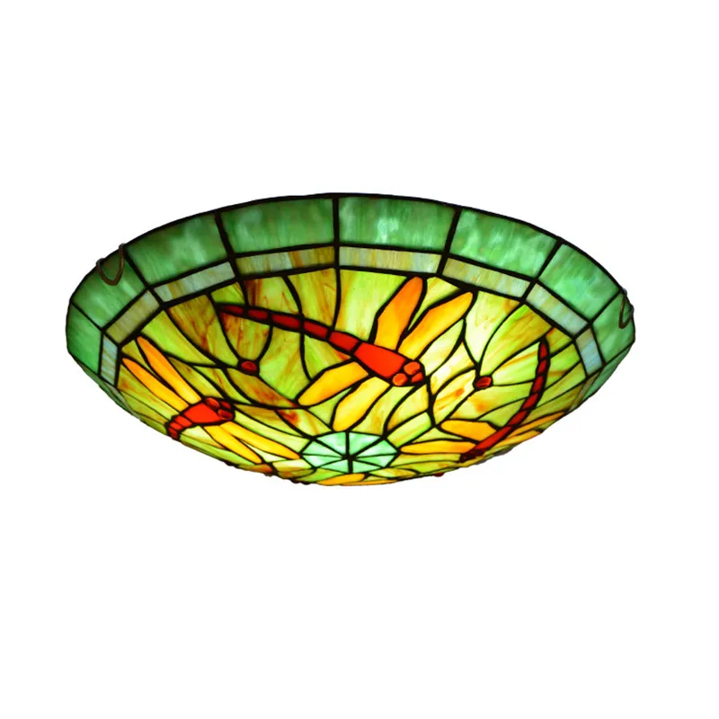 Modern Stained Glass Dragonfly Living Room Balcony Corridor Children's Room Master Bedroom LED Round Ultra-Thin Ceiling Lamps