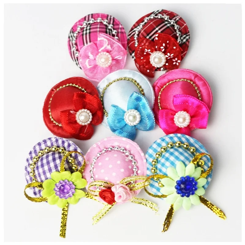 

20/50/100pcs Cute Hat Dog Hair Pin Puppy Hair Clip Pet Grooming Bows Dog Accessories for Small Dogs Luxury