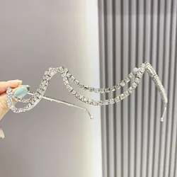 Vintage Diamond Chain Frame Glasses Frame Women For Female Glasses Luxury Brand Designer Popular Party Eyewear Rhinestone Frames