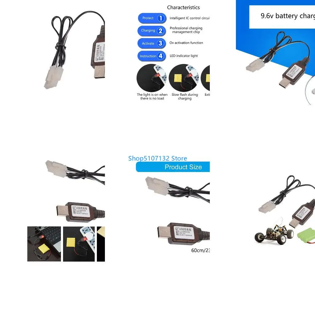 87HD USB Powered 9.6V Cable Cord For NiCD NiMH Remote Model L6.2 3P Plugs