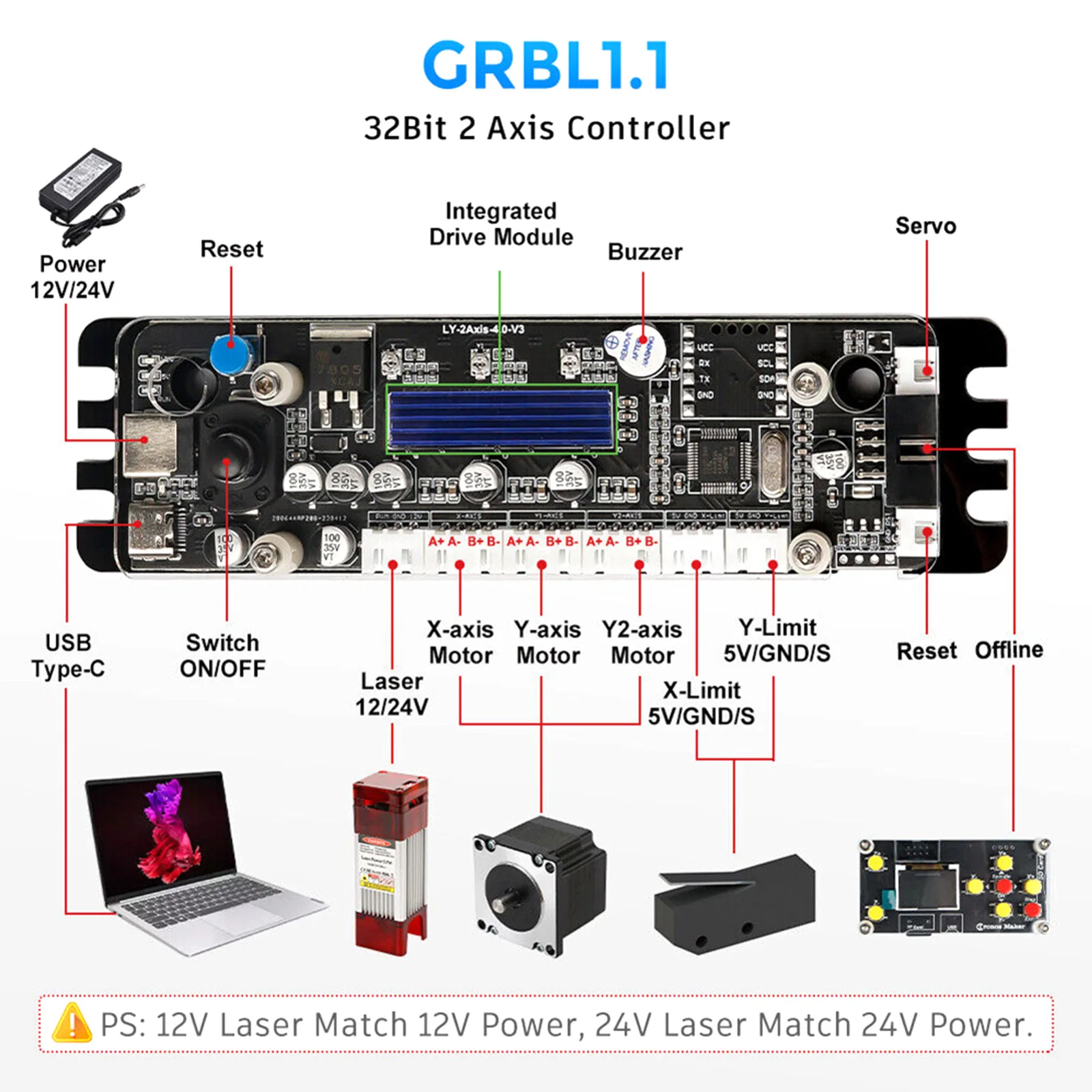 

GRBL 32 Bit Control Board Control Board DC5V Driver Controller For Laser Engrave Laser Engraving Machine Durable