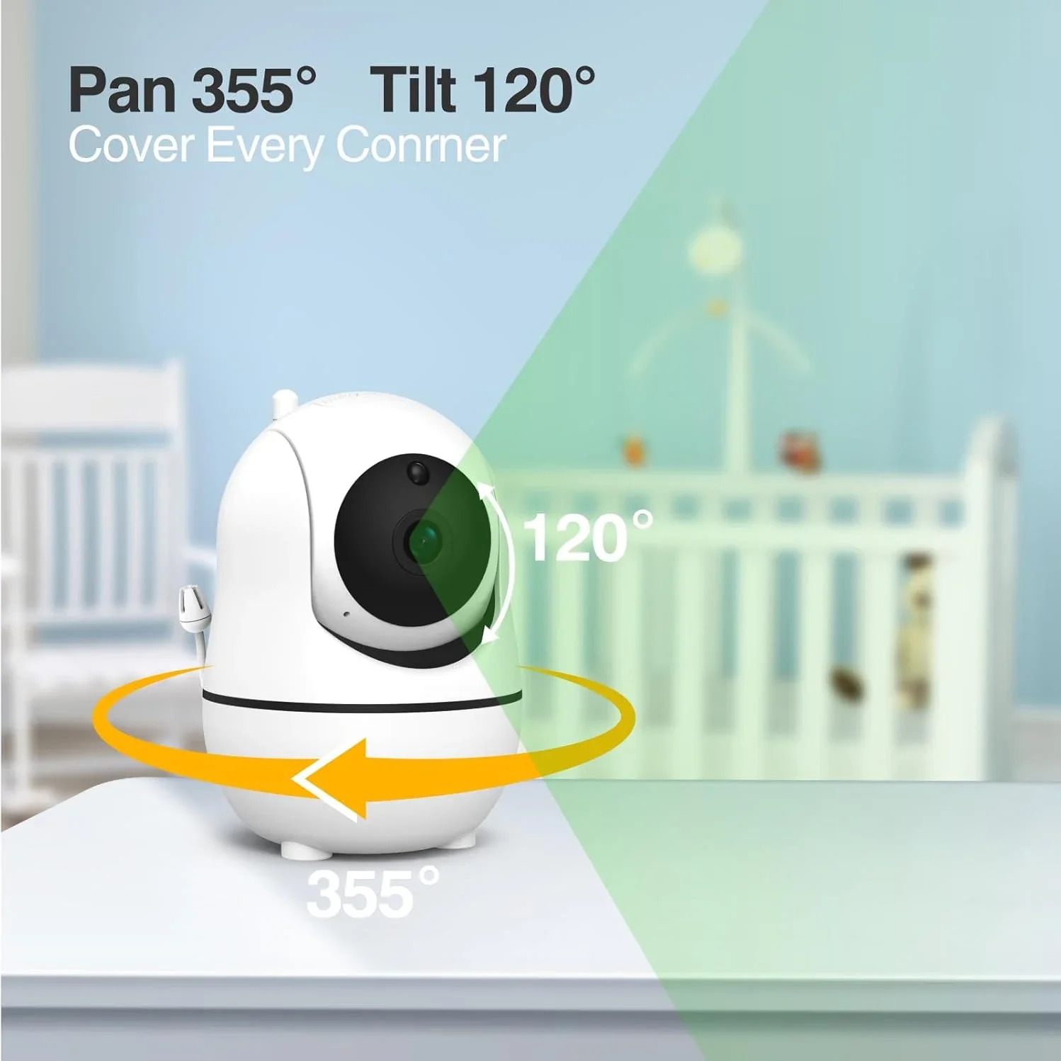 HD PTZ 카메라 및 오디오 포함 분할 스크린 베이비 모니터, 1080P HD 베이비 폰 카메라, 4 배 줌, 비디오 보모 없음, 와이파이, 핵 방지, 7 인치