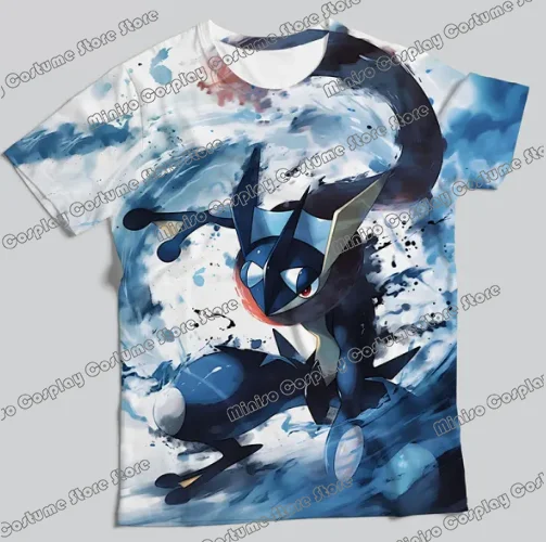 

Pokmon Ink Wind A He Forbear Frog Row Undershirt Spring and Autumn Men and Women Adults and Children with The Same T-shirt