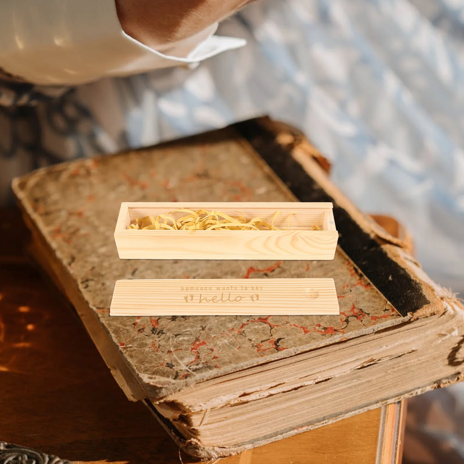 

Wood Pregnancy Test Keepsake Box Natural Color Long Lidded Storage Case For Baby Announcement Newborn Mementos Pregnant