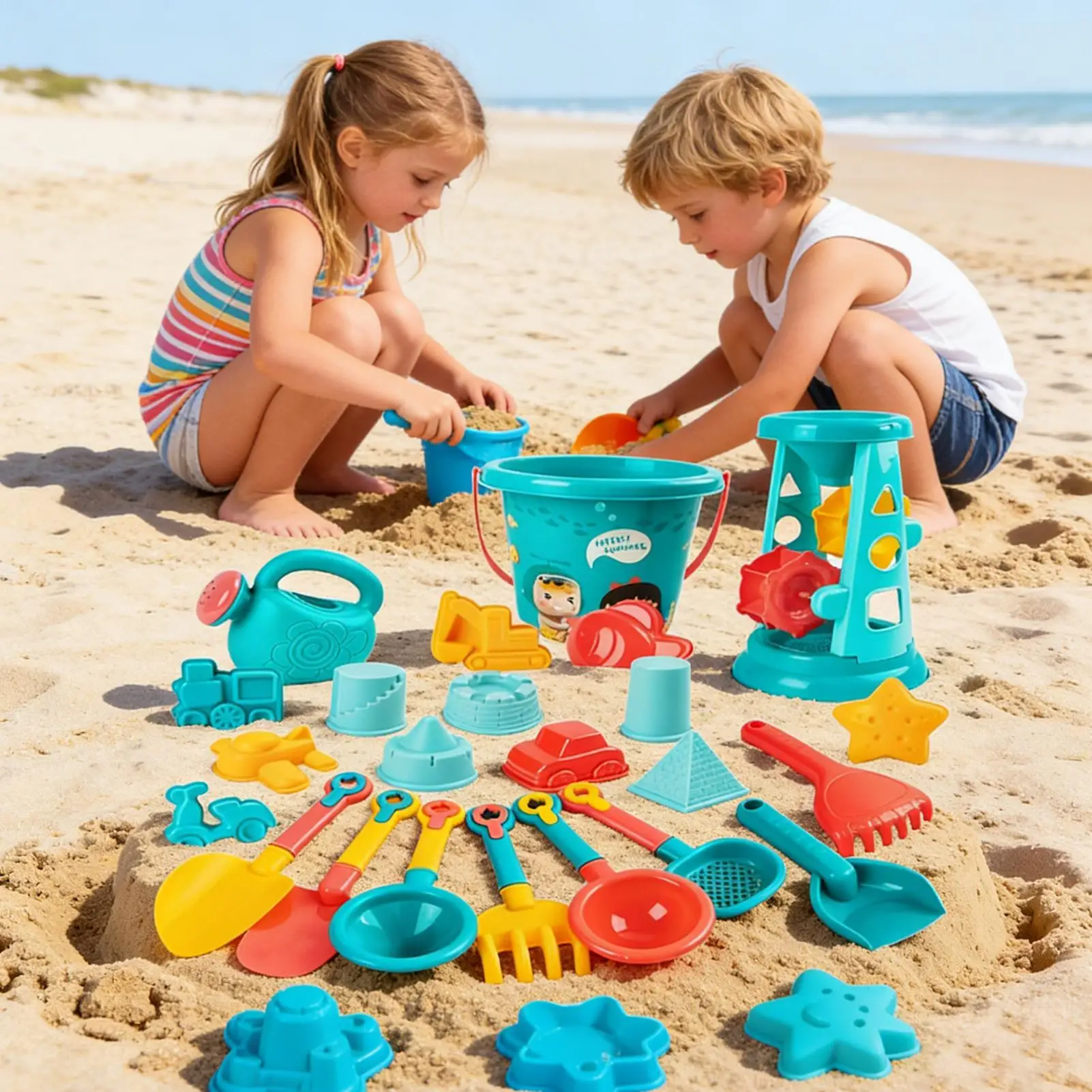 Beach Sand Toys With Car Mold Fun Summer Games 23-Piece Summer Sand Beach Toys Set For Kids Girls Boys Outdoor Camping Pool