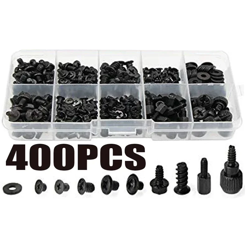 400pcs Computer Screw Standoff Assortment Kit for Motherboard HDD Fan PSU and PC Case Installation