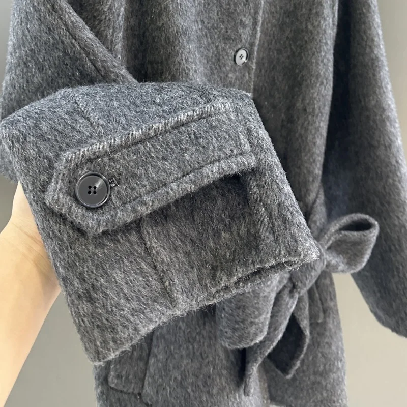 เสื้อโค้ททวีดขนสัตว์คุณภาพสูงสำหรับผู้หญิง ความยาวปานกลาง มีปกเสื้อ - เสื้อผ้าหรูหราสำหรับสุภาพสตรีในฤดูใบไม้ร่วงและฤดูหนาว 251106139