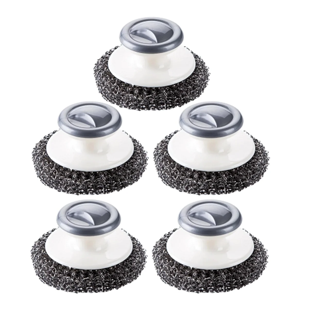 5Pcs Stainless Steel Scrubber with Handle,Heavy Duty Dish Scrubber Cleaning Brush for Pots, Pans