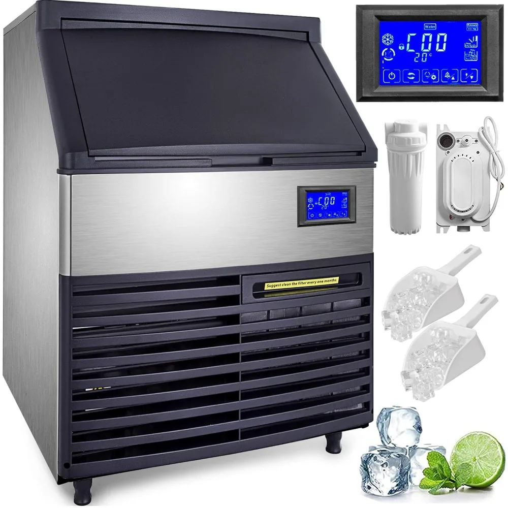 

Commercial ice maker, 440LBS/24H, equipped with SECOP compressor, 77 pound storage, electric drain pump, water filter