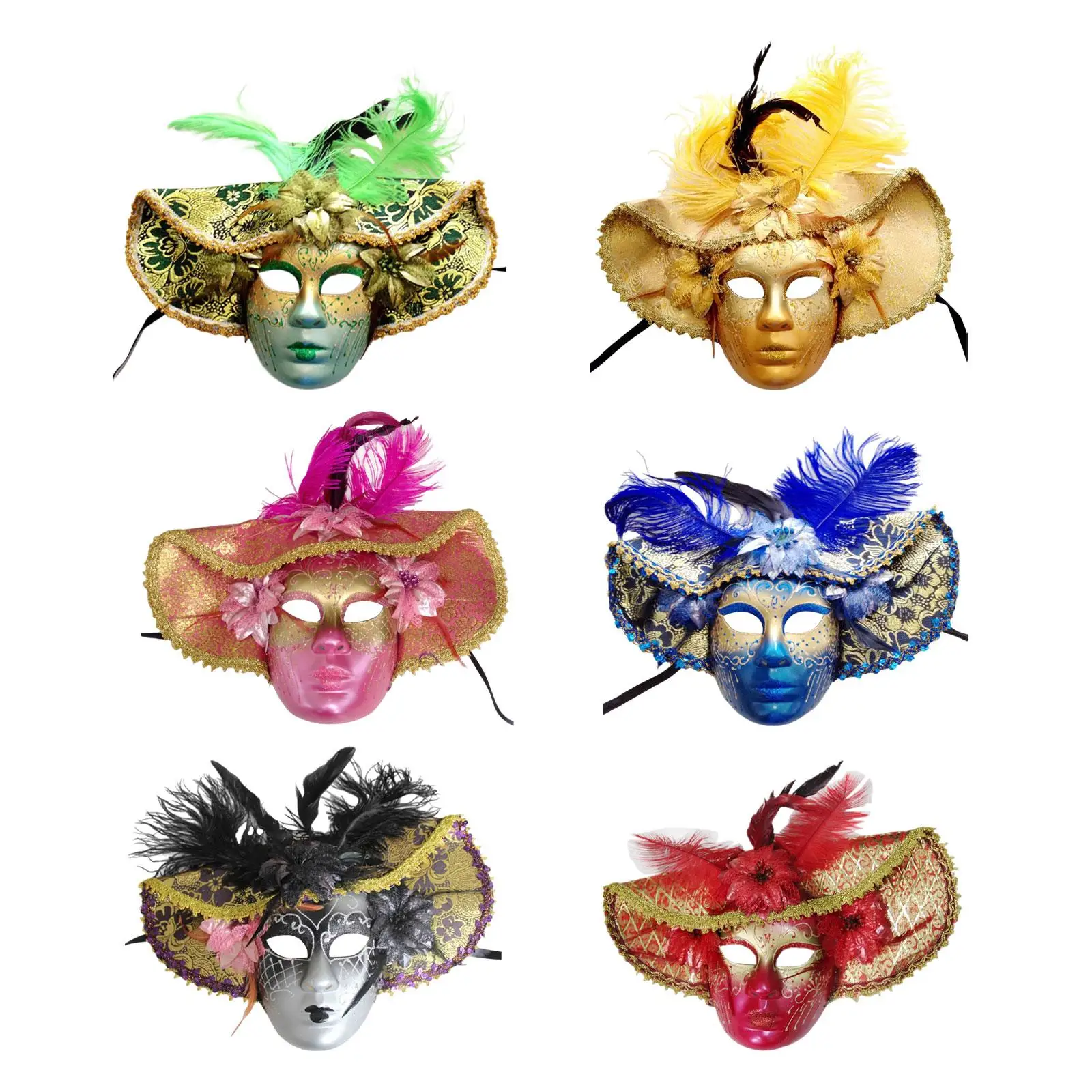 Masquerade Mask for Women Decorative Vintage Style Venetian Comedy Mask for Roles Play Festival Fancy Dress Show Mardi Gras