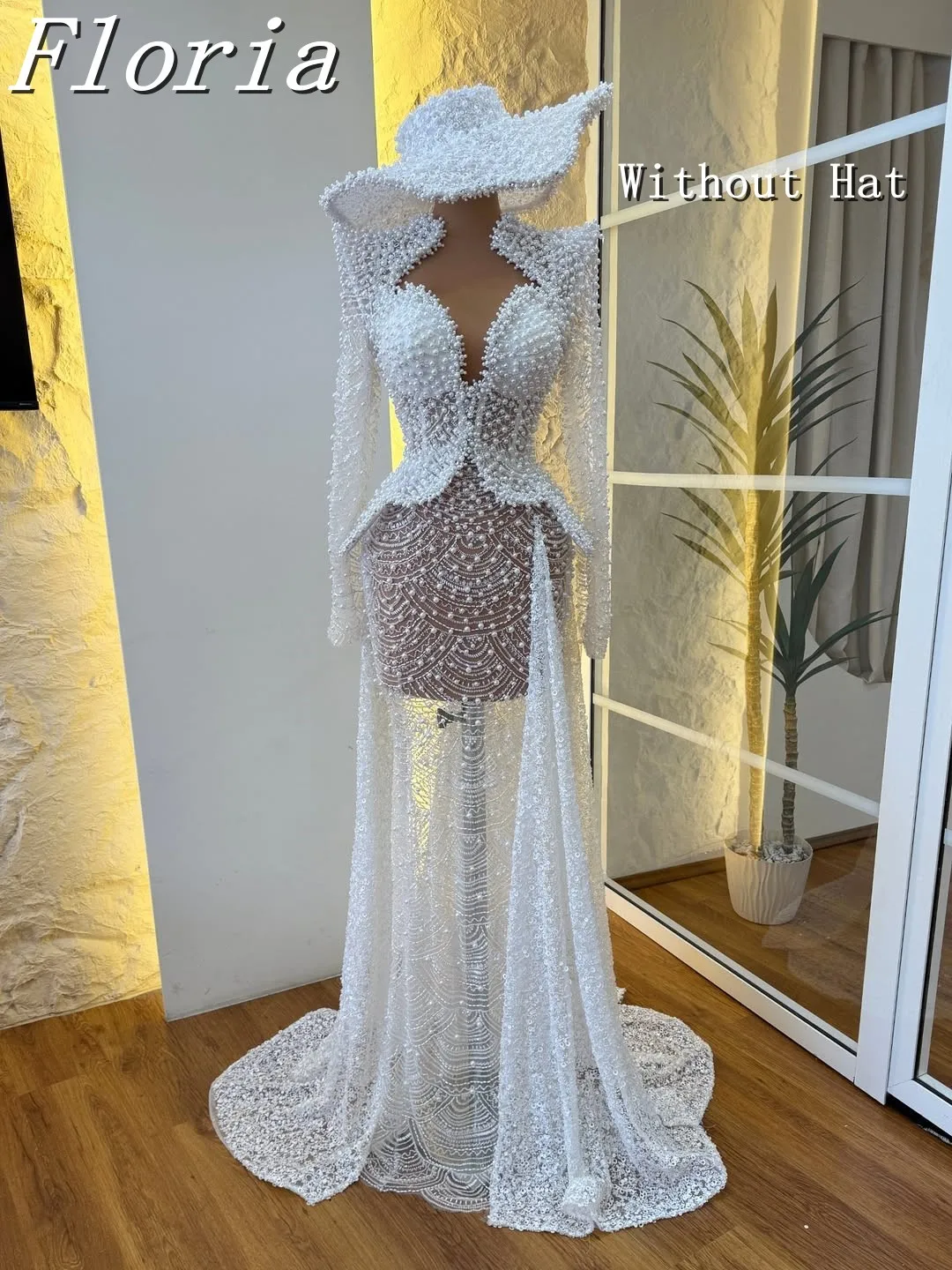 

Customized Pearls Beading Wedding Guest Gowns 2025 Asymmetry Neck Sexy Luxury Mermaid Perspective Celebrity Dresses
