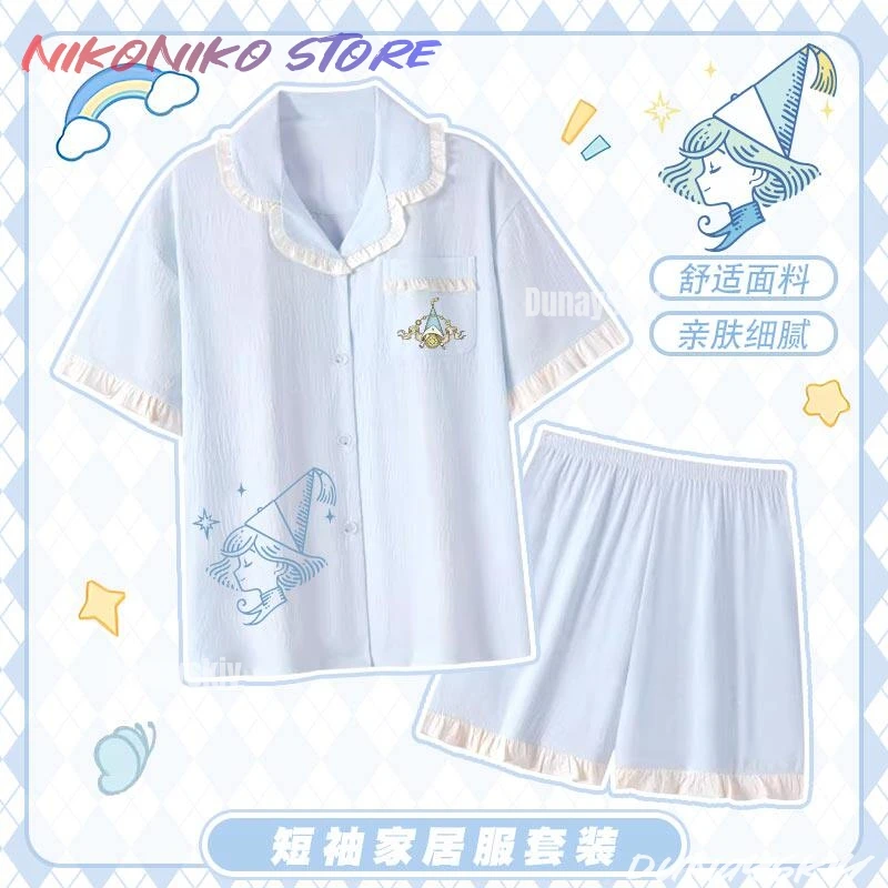 Пижамный комплект с принтом Witch Hat Atelier Coco Qifly, женский пижамный комплект с короткими рукавами, аниме-костюм для косплея на Хэллоуин и повседневной домашней одежды