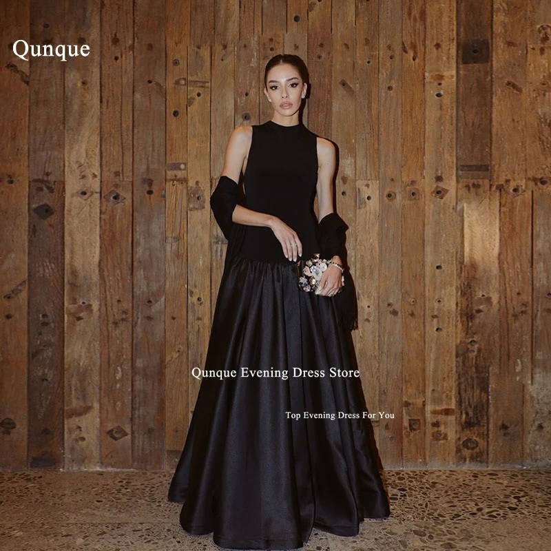 

Qunque A Line O-neck Prom Dresses Vestidos De Fiesta Long Party Dresses Sexy Black Backless With Cape Mexican Evening Prom Dress