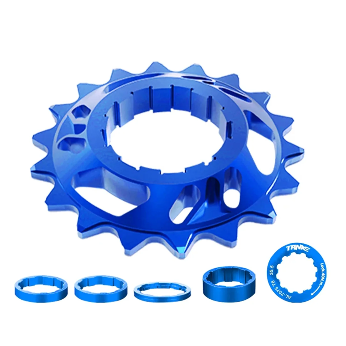 TANKE Single Speed Flywheel Conversion Kit 18T Cassette Cog Road Bike Sprocket for Freewheel Chain Blue