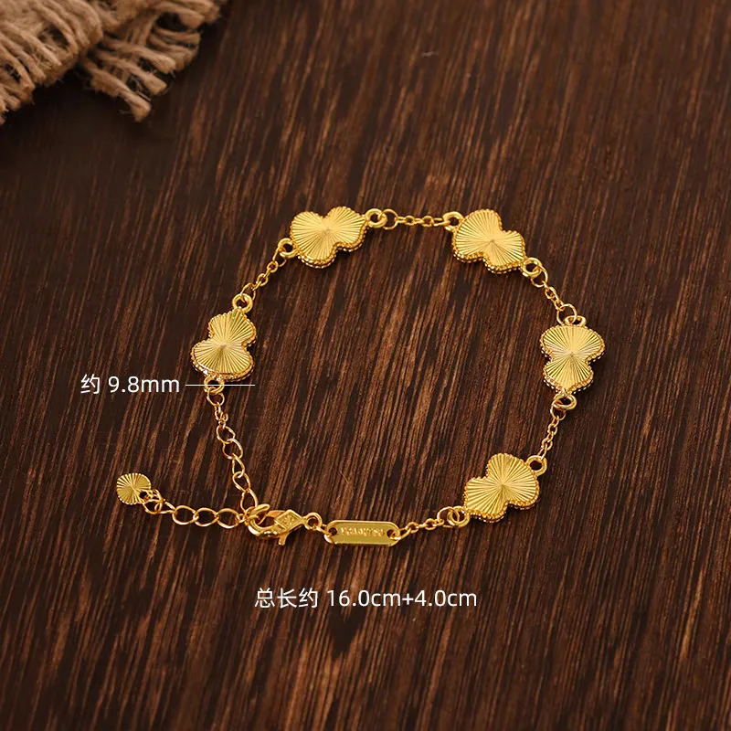 

Womens 18K Gold Fu Wufu Gourd Bracelet AU750 Laser Flat Bracelet Gold Fu Lu Light Luxurious Temperament Bracelet