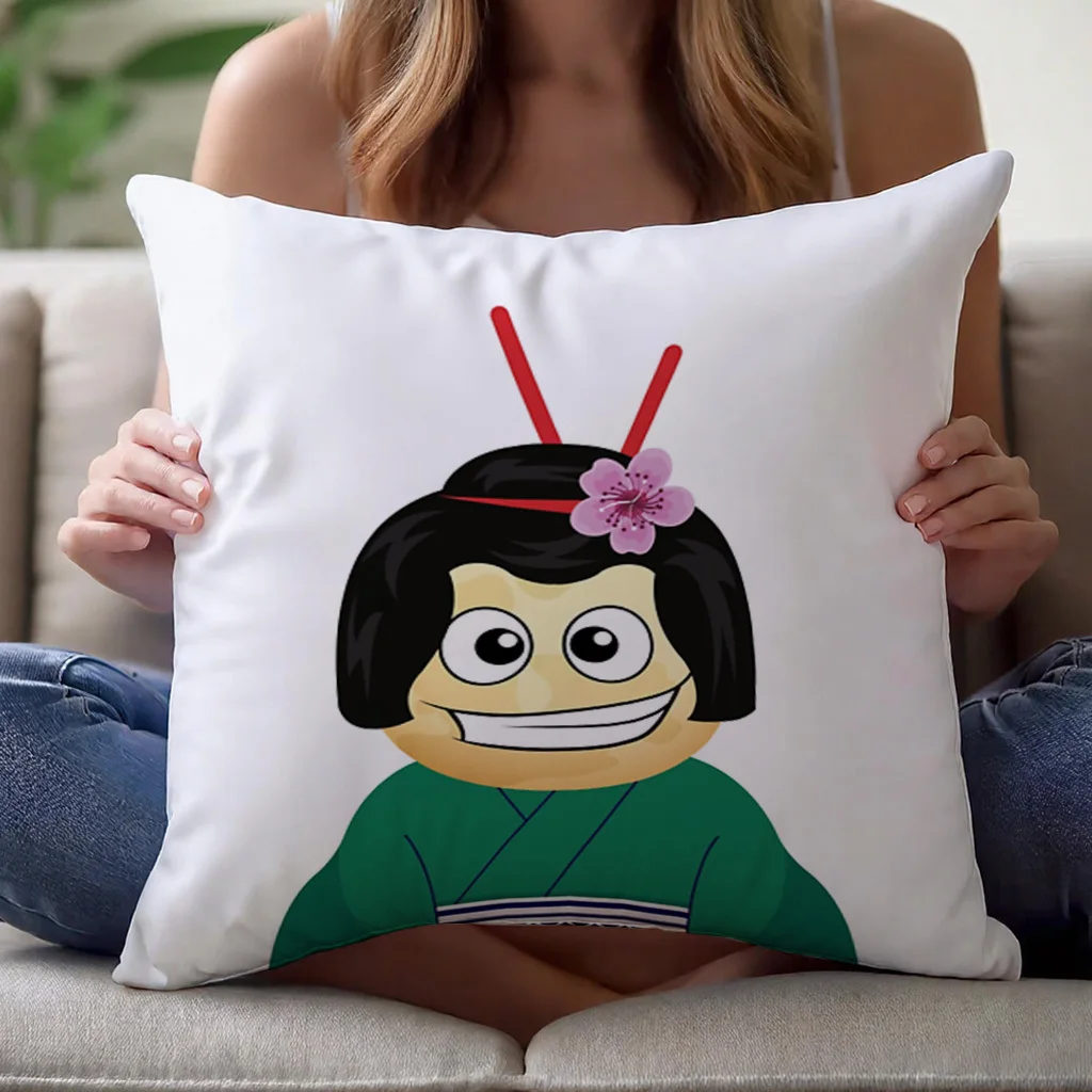 Cute Anime Character Pillow Case Throw Cushion for Sofa Couch Decor Kawaii Pop Culture Gift Throw Pillow Cover