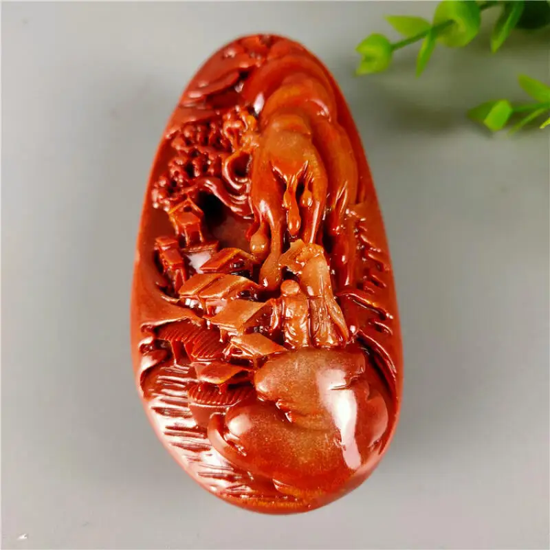 Shoushan Stone Carved Landscape Figurine Statue Resin Craftsmanship Handle Piece Ornament Decorative Sculpture