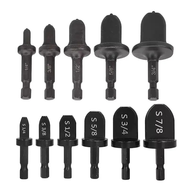 A74E-11-Piece Copper Tube Expander Set Bearing Steel Hexagonal Shank Drill Copper Tube Expander Soft Copper Tube Tool