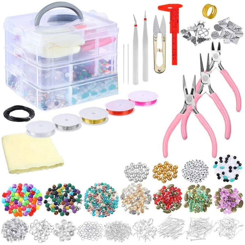 Jewelry Making Supplies DIY with Beads Findings Pliers Beading Wire