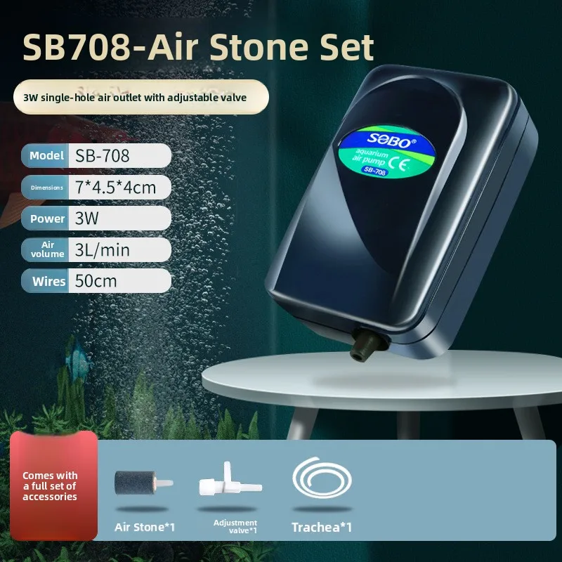Aquarium Air Pump SB-948, High Power Quiet Oxygen Pump with Copper Motor, Adjustable 4-Outlet Aeration Pump for Fish Tank
