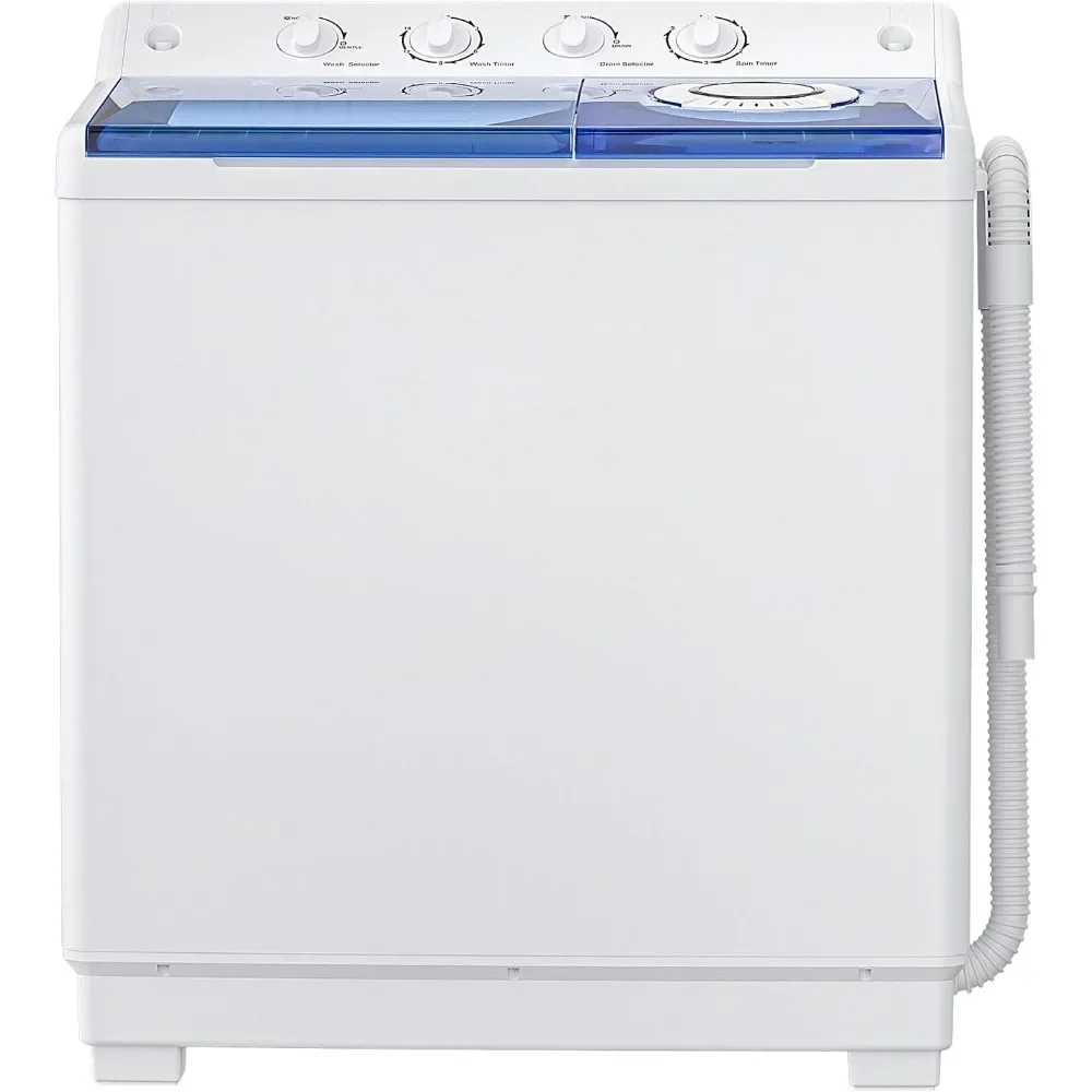 Washing Machine, 40Lbs Twin Tub Laundry with Built-in Drain Pump, Semi-Automatic Washer & Spinner, Portable Washing Machine