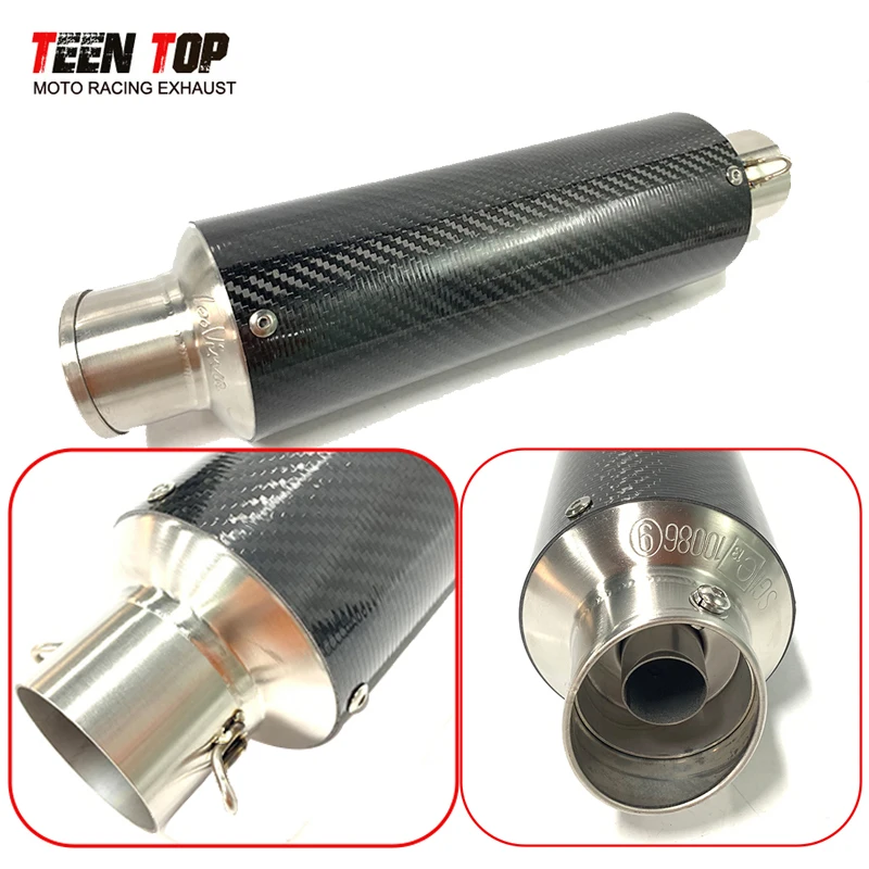 

51 мм универсальный глушитель из углеродного волокна для мотоцикла DB Killer CBR250R CB1000R SV650 Z800 CB650F R1 Escape Moto 340 мм выхлопная труба