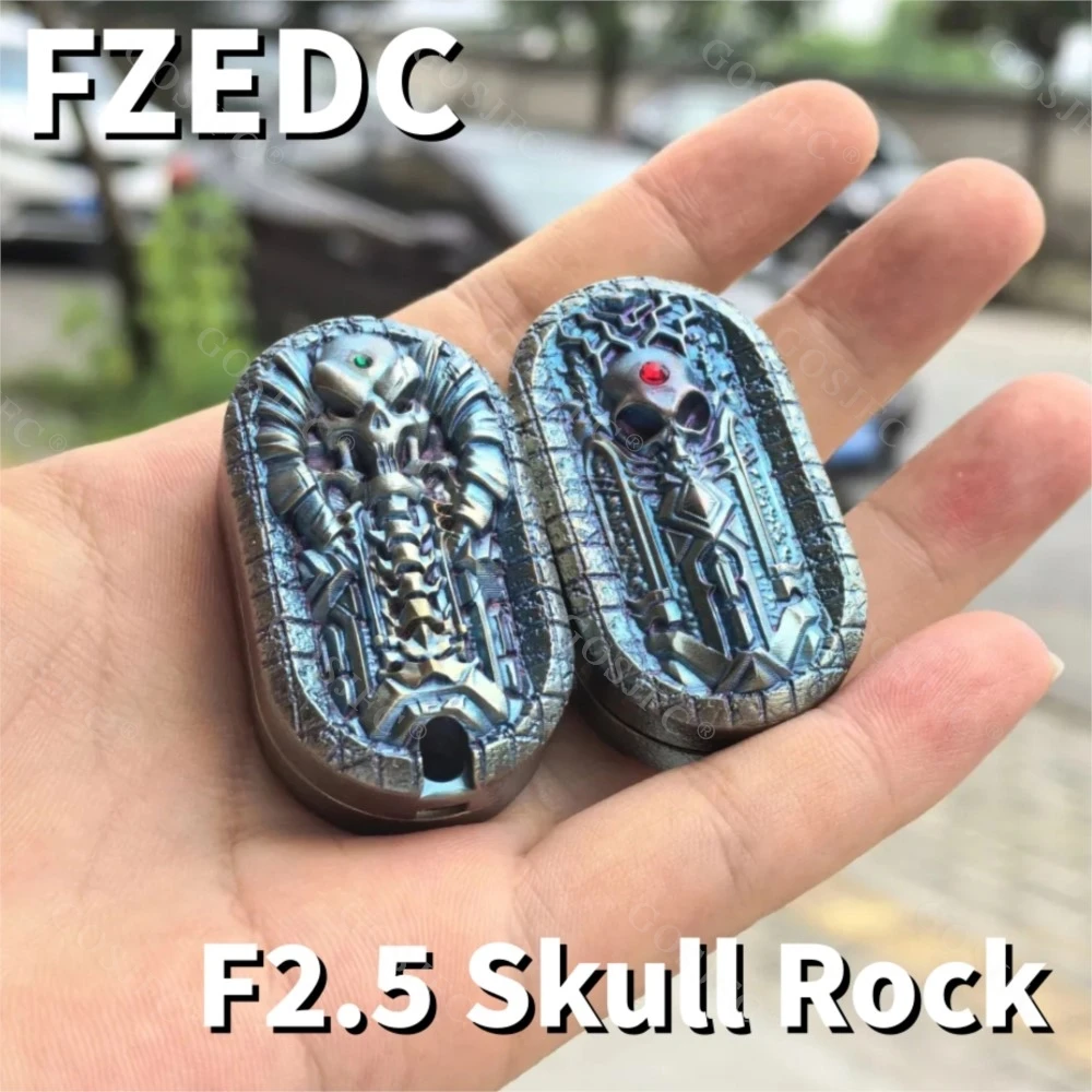 FZEDC F2.5 Skull Rock Fidget Spinner, jouet anti-Stress, rotation à gauche et à droite 360 °   Gadget de soulagement de l'anxiété en métal pour adulte, curseur de poussée