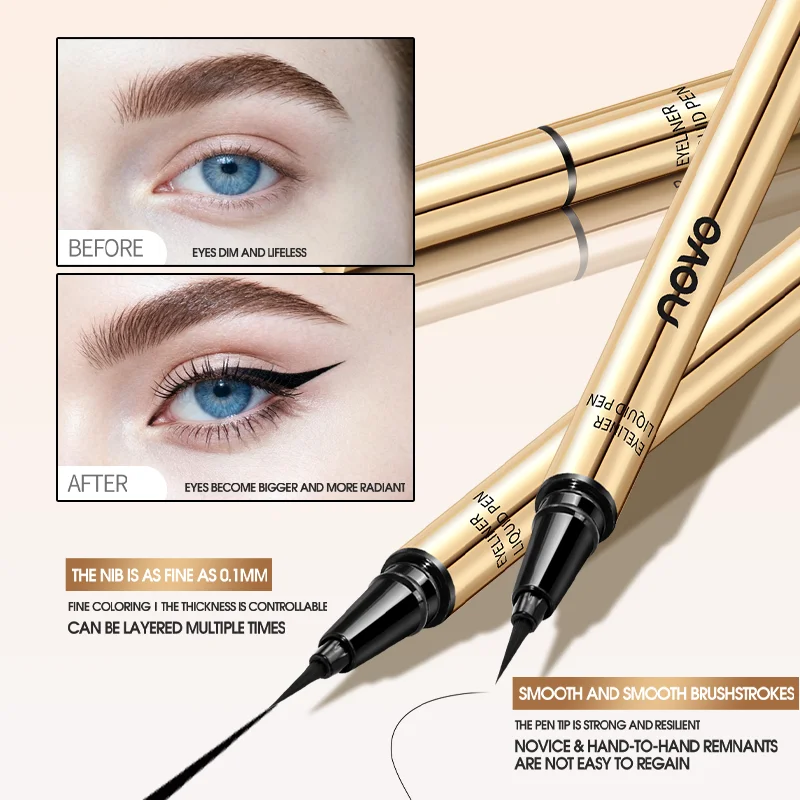 ปากกาอายไลเนอร์ชนิดน้ำปลายแหลมพิเศษ - ติดทนนาน กันน้ำ ไม่เลอะเทอะ แห้งเร็ว ปลายเรียวเล็ก เขียนเส้นคมชัด