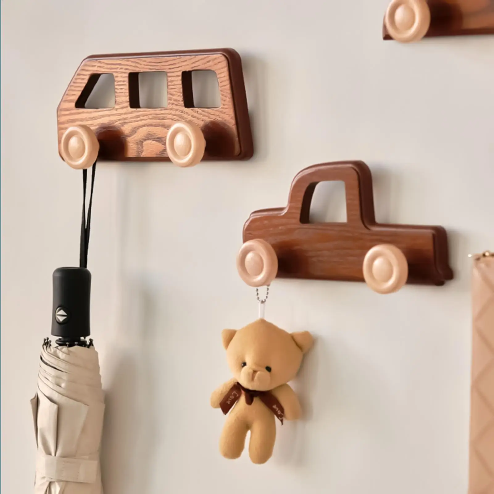 Kids Coat Rack Wall Mount Heavy Duty Car-shaped Decor Kids Hat Rack For Room Nursery Towel Bathroom Children Door Backpack