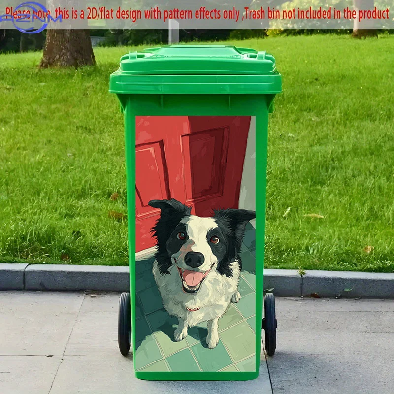1pc of 2D Pattern Printing Sticker for Kitchen Trash Bins, Measuring X Cm, Featuring a Cheerful Dog Theme for Home Decor. Self