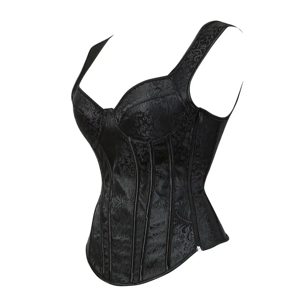 

Corset Women Retro Bustier Jacquard Corsets Gothic Zip Vest Straps Bustier Lace Up Korsett Evening Party Festival Rave Costumes