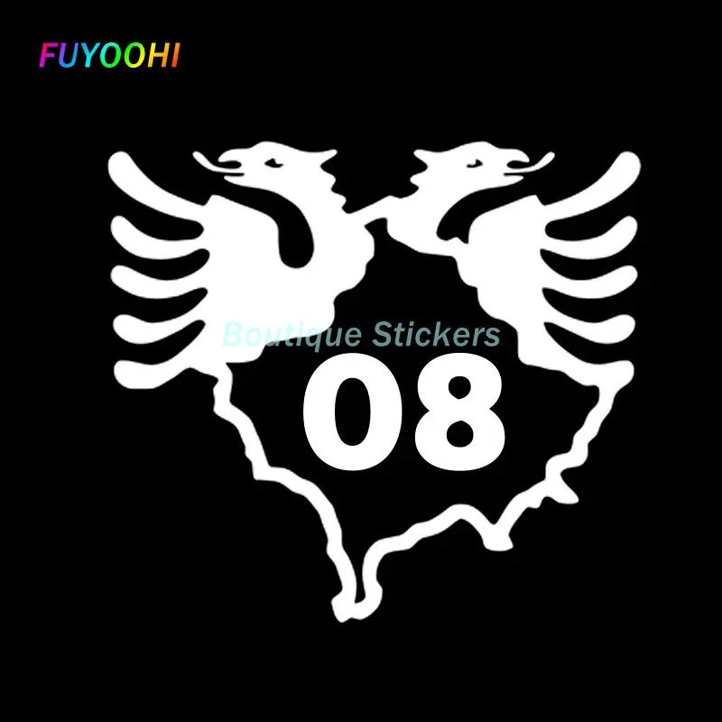 FUYOOHI Boutique Sticker Kosovo Map Albania Double-Headed Eagle Car Stickers Motorcycle Waterproof Decals Coolest Funny Decal