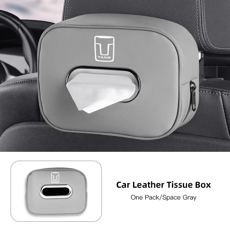 Car Headrest Tissue Holder Car Tissue Organizer Seat Back Tissue Case Leather For TANK 300 500 400 700