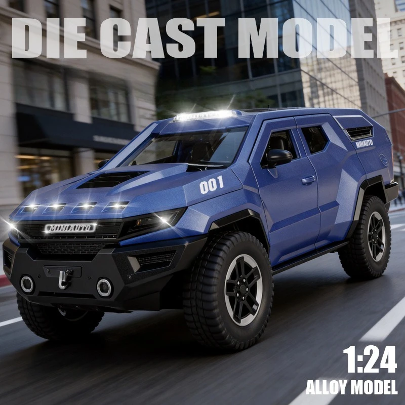 

1:24 Armored Vehicle Model Car Alloy Scale Car Model Diecast Metal Miniature Car Model Sound＆Light Children Toy Cars