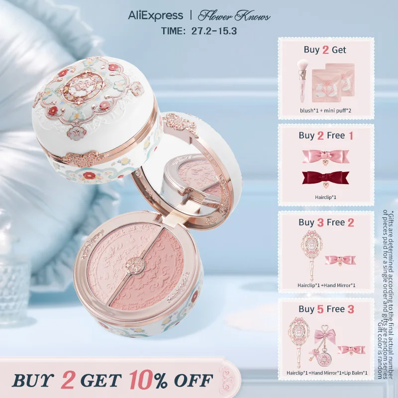 

Flower Knows Butterfly Cloud Collar Collection Rouge Box Highlighting & Blush Duo Powder Brightening Auxiliary colors 6g
