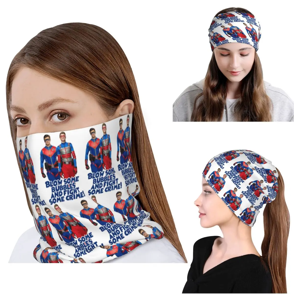 Blow Some Bubbles And Fight Some Crime Henry Danger Bandana, lenço para pescoço, balaclava, gorro para homens, mulheres, adultos