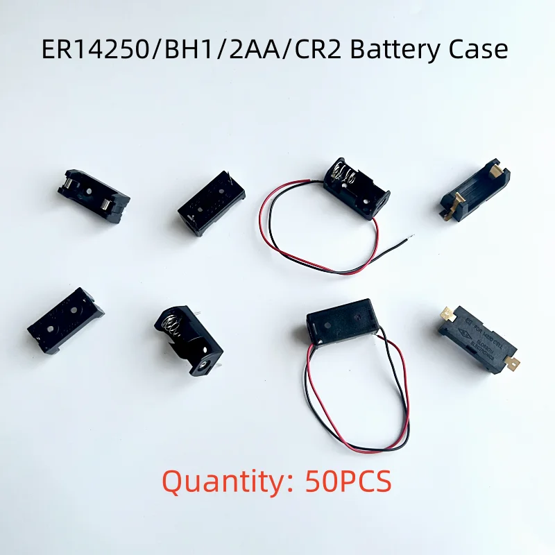 50 قطعة ER14250 صندوق بطارية ليثيوم 14250 صندوق تخزين بطاريات خلية واحدة مع دبابيس PCB CR2 حامل البطارية ABS صندوق صلب #1