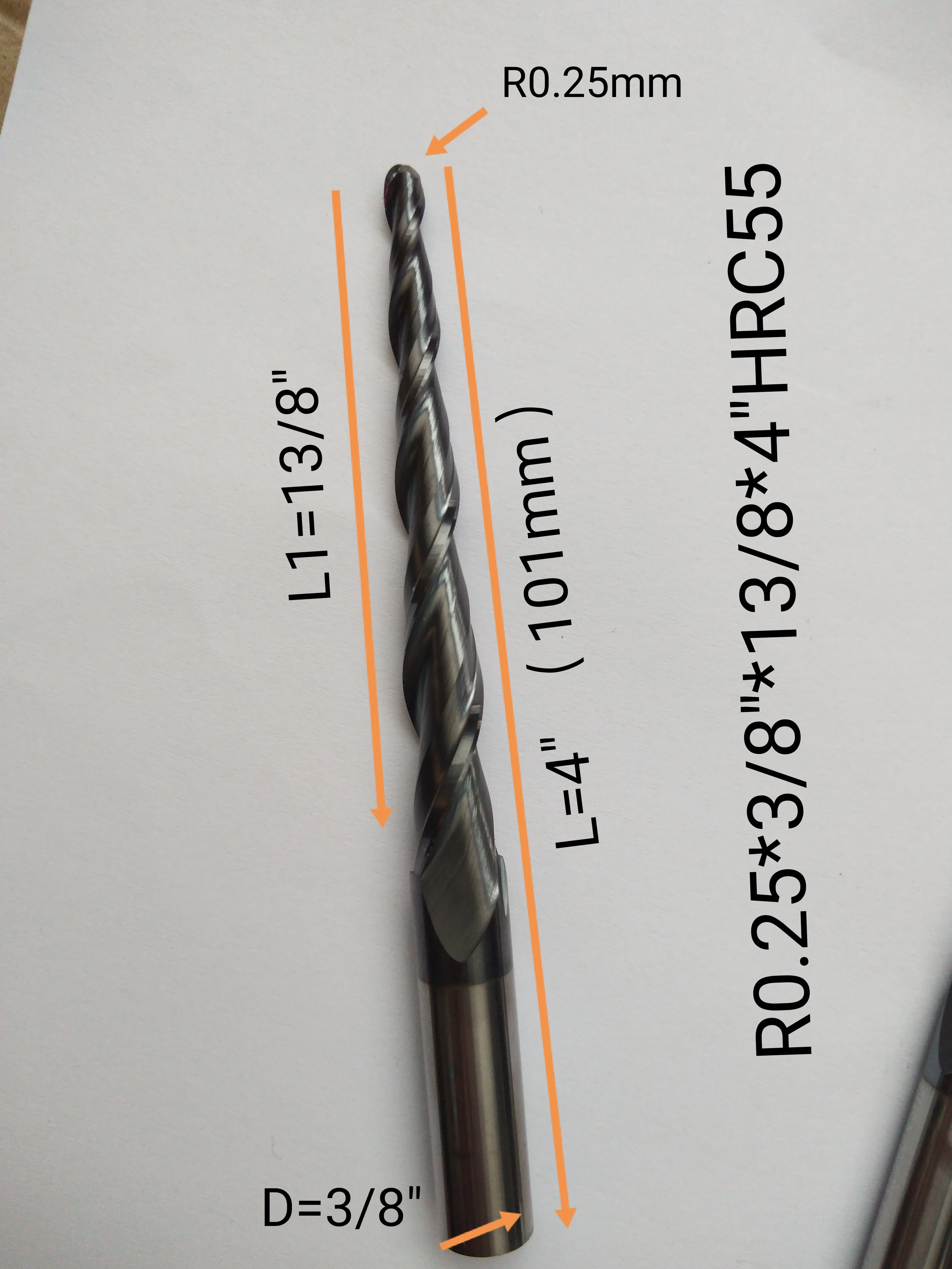 Imagem -03 - Madeira Metal Fresa Nariz de Bola Fresas Cônicos Router Bits Cnc Taper R0.25 R0.5 R0.75 r1 R1.5 r2 xd 3.175 Milímetros 2f Hrc55