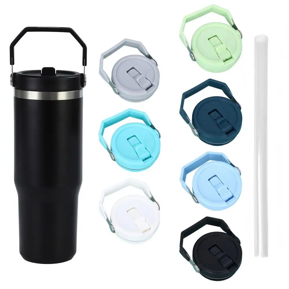 Dust-proof Cup Lid with Straw Cup Lid with Stopper 30oz Tumbler Replacement Lid Set with Straw Spill-resistant Design