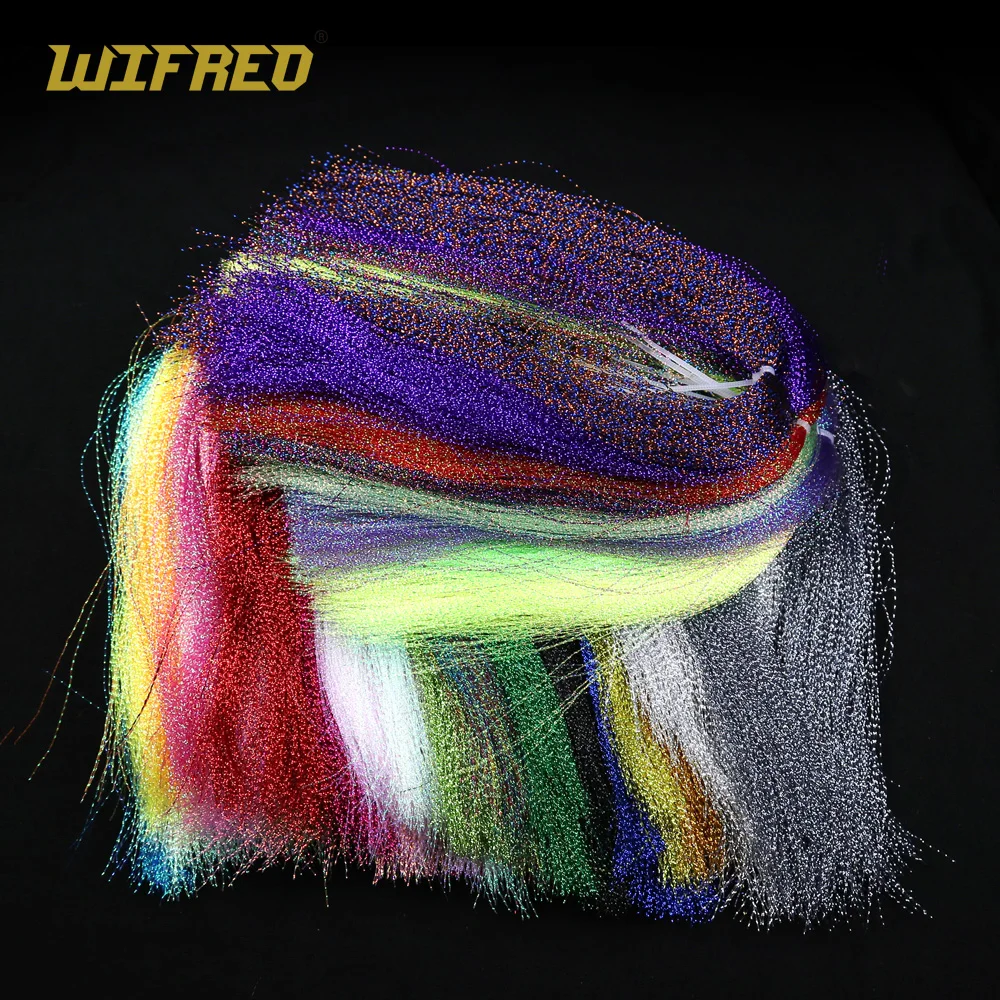 Wifreo 100Packs Twisted Flashabou Holographic Tinsel Fly Fishing Tying Crystal Flash for Jig Hook Lure Making Material Wholesals