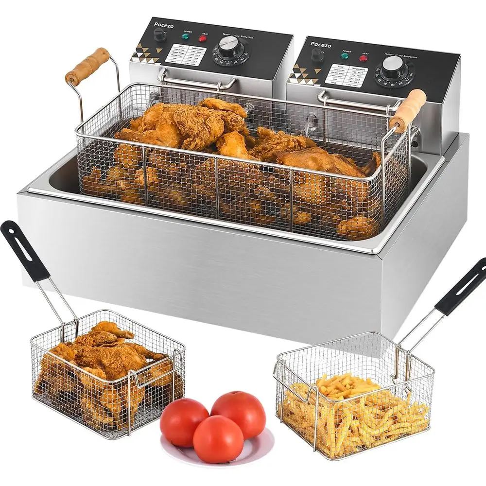 

Фритюрница с корзиной, 22,6 л/24QT, электрическая, из нержавеющей стали, для домашнего и коммерческого использования, с контролем температуры.