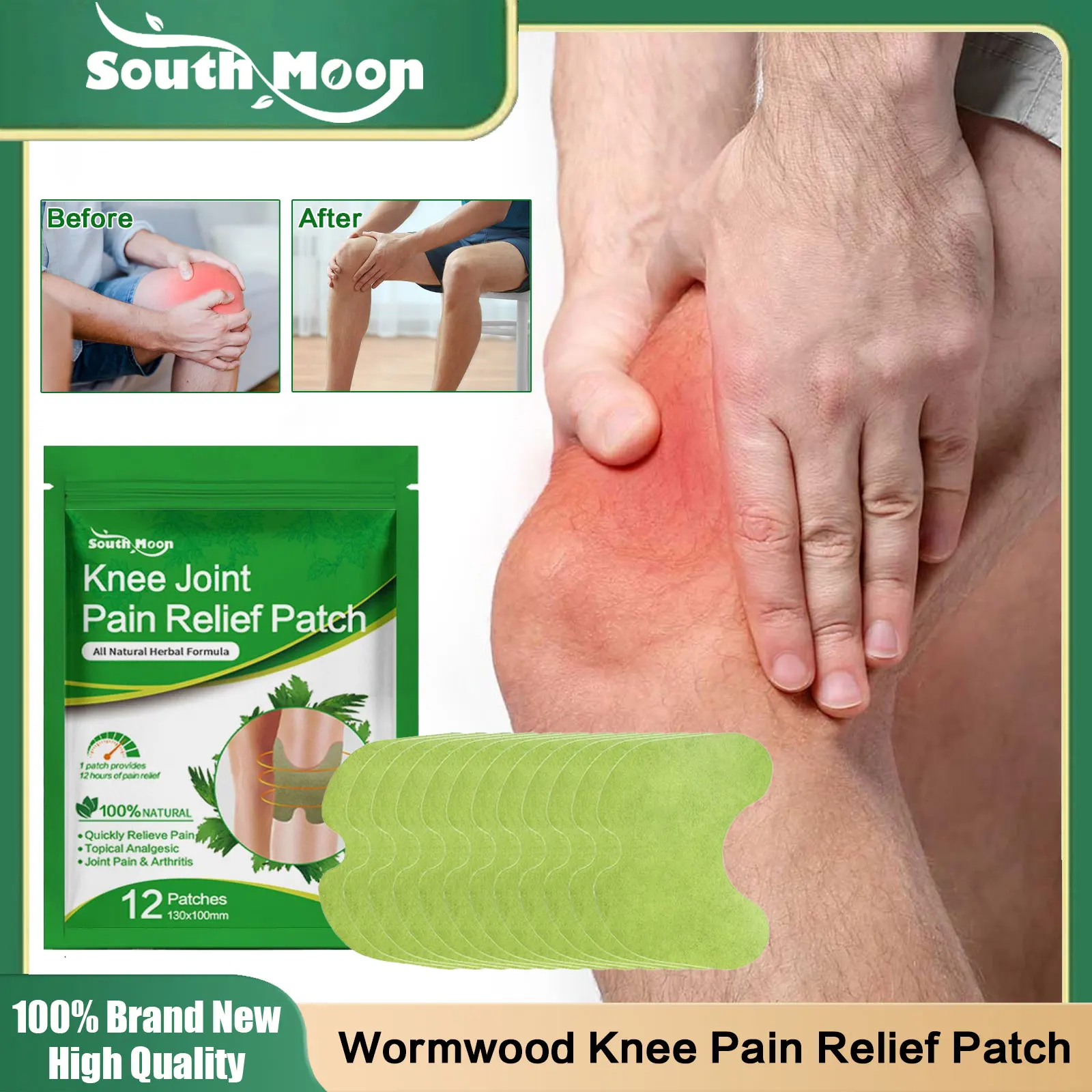 

Wormwood Knee Pain Relief Patch Treat Rheumatoid Arthritis Cervical Spondylosis Relieve Muscle Ache Self Heating Herbal Sticker