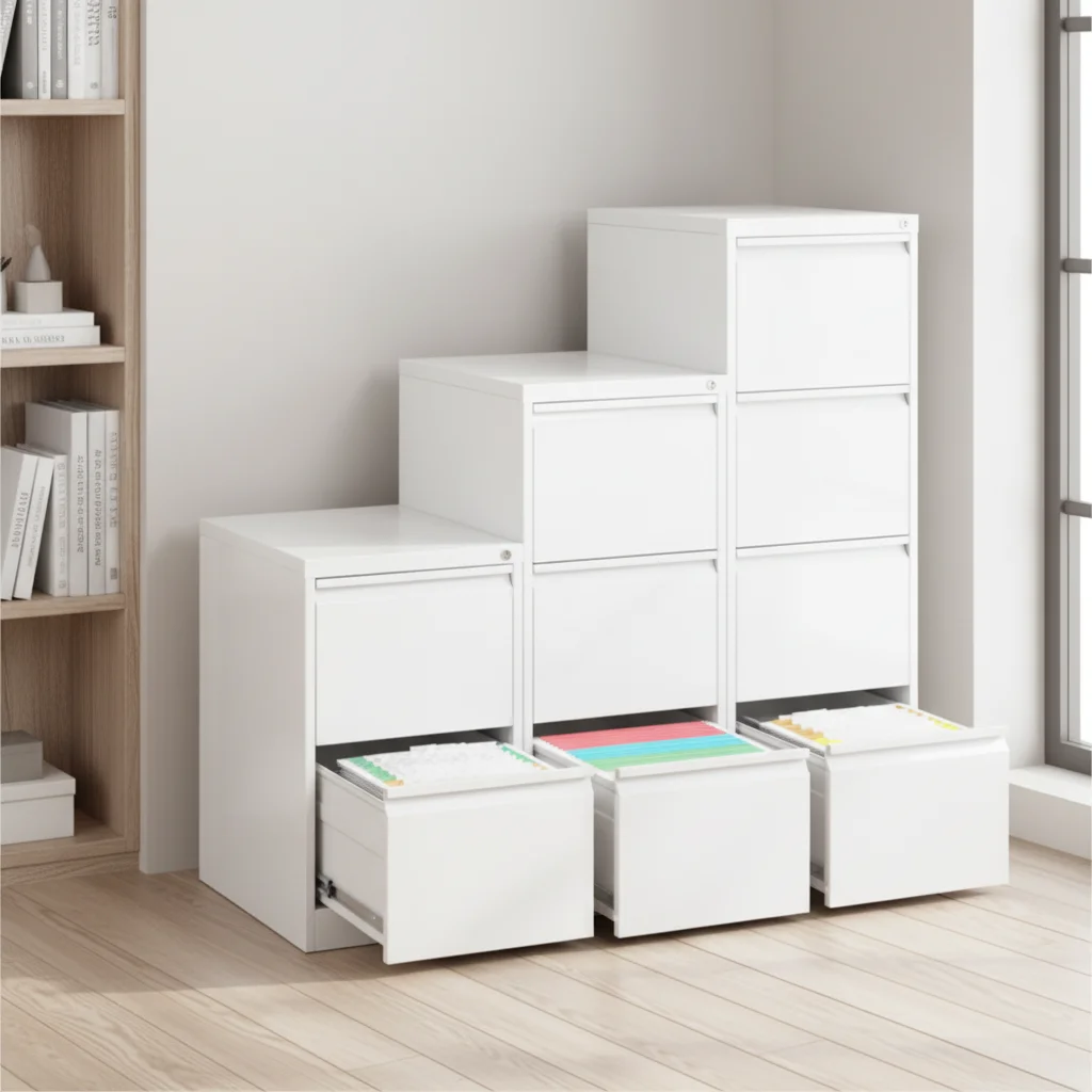 #hu High Quality Stepped Structure Design Vertical White 2 Drawers Rustproof Fireproof Office Steel Storage File Cabinet